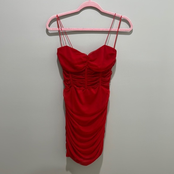Superdown Kambella Ruched Mini Dress in Red size medium - Picture 4 of 11